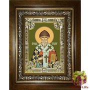 Икона освященная &quot;Спиридон Тримифунтский святитель&quot;, 18x24 см, со стразами, в деревянном киоте 24x30 см, 24x30 см