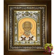 Икона освященная &quot;Николай чудотворец, архиепископ Мир Ликийских,святитель&quot;, 14x18 см, в деревянном киоте 20x24 см, 20x24 см