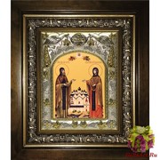 Икона освященная &quot;Петр и Феврония благоверные&quot;, в киоте 20x24 см, 20x24 см