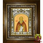 Икона освященная &quot;Александр Свирский преподобный&quot;, 14x18 см, в деревянном киоте 20x24 см, 20x24 см