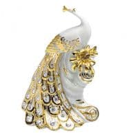 Павлин Фарфоровая скульптура. Высота 13 см. Фарфор с кристаллами Swarovski Сваровски. RG Porcellane Италия