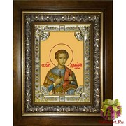 Икона освященная &quot;Димитрий Солунский великомученик (Дмитрий)&quot;, 18x24 см, со стразами, в деревянном киоте 24x30 см, 24x30 см