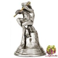 Колокольчик из олова Лягушка с флейтой Арт Нуво Высота 9 см Cosi Tabellini Италия