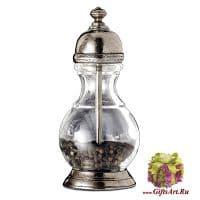 Мельница для специй из олова и стекла 17 см оловянная посуда Cosi Tabellini Италия