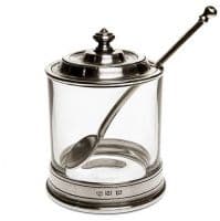Банка и ложка для джема из олова и стекла Высота 13 см Cosi Tabellini Италия