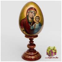 Яйцо иконописное Казанская Божия Матерь Высота 31 см Рукописное