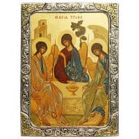 Икона Святая Троица в серебряном окладе Размер 31 х 24 см.