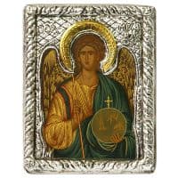 Икона Архангел Михаил в серебряном окладе Размер 11 х 9 см.