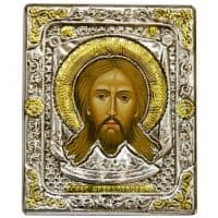 Икона Спас нерукотворный в серебряном окладе Размер 11 х 9 см.
