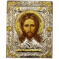 Икона Спас нерукотворный в серебряном окладе Размер 15 х 12 см.