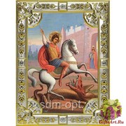 Икона освященная &quot;Чудо Георгия о змие&quot;, 18x24 см со стразами, 18x24 см