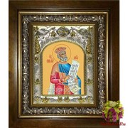 Икона освященная &quot;Давид царь и пророк&quot;, 14x18 см, в деревянном киоте 20x24 см, 20x24 см