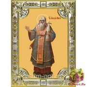 Икона освященная &quot;Алексий, митрополит Московский и всея Руси ,чудотворец,святитель(Алексей)&quot;, дерево, серебро 925, 18x24 см, со стразами