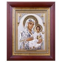 Икона Богоматерь Иерусалимская в серебряном окладе в киоте Размер 51х 61 см.