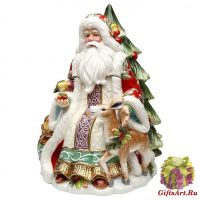 Банка для сладостей и печенья Дед Мороз с лесными друзьями Рождественское изобилие Высота 29 см