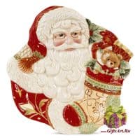 Блюдо для угощения Дед Мороз спешит к тебе новогодняя посуда Длина 26 см