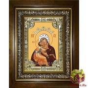 Икона освященная &quot;Владимирская икона Божией Матери&quot;, 18x24 см, со стразами, в деревянном киоте 24x30 см, 24x30 см