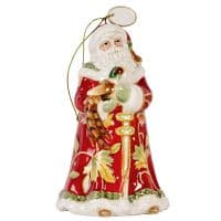 Колокольчик Дед мороз с золотым фазаном Высота 8 см - вид 1 миниатюра