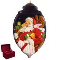 Ёлочная игрушка из стекла NeQwa Ручная роспись &quot;Дед Мороз с подарками&quot; Высота 8 см Подарочная упаковка