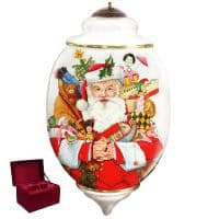 Ёлочная игрушка из стекла NeQwa Ручная роспись &quot;Санта Клаус с подарками&quot; Высота 17 см Подарочная упаковка Ограниченный выпуск 1500 штук