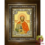 Икона освященная &quot;Александр Невский, благоверный князь&quot;, 18x24 см, со стразами, в деревянном киоте 24x30 см, 24x30 см