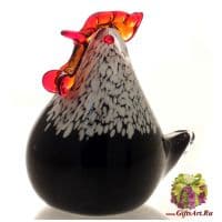 Молодой петушок. Стеклянная фигурка в стиле Мурано. Высота 10 см