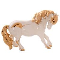 Лошадка белая с золотом. Символ года. Керамика Ahura. Длина 35 см. Италия
