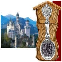 Ложка года 2014 из олова на дубовой плакетке. Высота 24 см Artina Австри - вид 1 миниатюра