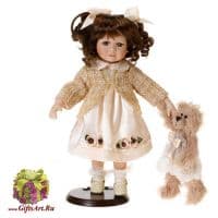 Фарфоровая кукла Моника с мишкой  Ручная работа Высота 35 см. Германия RF-COLLECTION