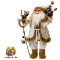 Большой Санта Клаус с посохом, мишкой  и подарками. Высота 82 см RF-Collection Германия