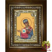 Икона освященная &quot;Иоасаф епископ Белгородский святитель&quot;, 18x24 см, со стразами, в деревянном киоте 24x30 см, 24x30 см