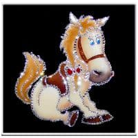 Картина из кристаллов Сваровски SWAROVSKI Лошадка мечтательница Размер 25x25 см