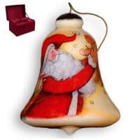 Ёлочная игрушка из стекла NeQwa Ручная роспись "Дед Мороз и мишка Тедди" Высота 11,5 см Подарочная упаковка