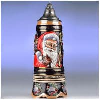 Кружка пивная Святой Николай с оловянной крышкой. Музыкальная. 1 литр. Лимит 5000. Ручная работа. Германия
