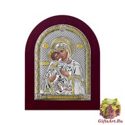 Икона освященная &quot;Владимирская Божия Матерь&quot;, дерево, посеребрение 925, 16.5x20 см