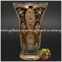 Ваза для цветов хрусталь с золочением 25,5 см Ручная работа Чешский хрусталь