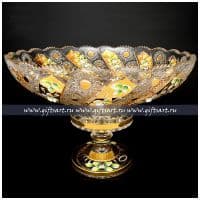 Ваза для фруктов фруктовница хрусталь с золочением 40 см Ручная работа Чешский хрусталь