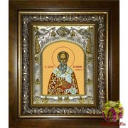 Икона освященная &quot;Иоанн Милостивый Патриарх Александрийский святитель (Иван)&quot;, 14x18 см, в деревянном киоте 20x24 см, 20x24 см