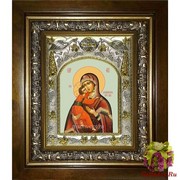 Икона освященная &quot;Владимирская икона Божией Матери&quot;, 14x18 см, в деревянном киоте 20x24 см, 20x24 см