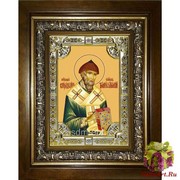 Икона освященная &quot;Спиридон Тримифунтский святитель&quot;, 18x24 см, со стразами, в деревянном киоте 24x30 см, 24x30 см