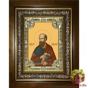 Икона освященная &quot;Павел апостол&quot;, 18x24 см, со стразами, в деревянном киоте 24x30 см, 24x30 см