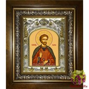 Икона освященная &quot;Бидзина мученик,князь Ксанский&quot;, 14x18 см, в деревянном киоте 20x24 см, 20x24 см