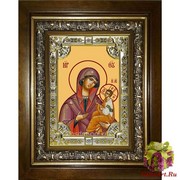 Икона освященная &quot;Грузинская икона Божией Матери&quot;, 18x24 см, со стразами, в деревянном киоте 24x30 см, 24x30 см