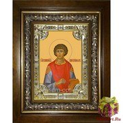 Икона освященная &quot;Пантелеймон великомученик и целитель&quot;, 18x24 см, со стразами, в деревянном киоте 24x30 см, 24x30 см