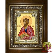 Икона освященная &quot;Лука апостол&quot;, 18x24 см, со стразами, в деревянном киоте 24x30 см, 24x30 см