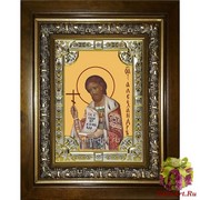 Икона освященная &quot;Александр Невский, благоверный князь&quot;, 18x24 см, со стразами, в деревянном киоте 24x30 см, 24x30 см