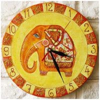 Настенные часы авторские Солнечный Слон  Диаметр 25 см