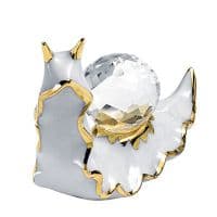 Улитка Фарфоровая статуэтка. Длина 10 см. Кристаллы Swarovski Сваровски. RG Porcellane Италия