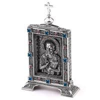 Икона Святой Николай из серебра 925 пробы Россия. Вес ок. 40 гр. Размер 6,3 х 3,7 см.