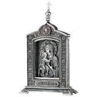 Феодоровская икона Божией Матери из серебра 925 пробы Россия. Вес ок. 245 гр. Размер 12,2 х 7,7 см.